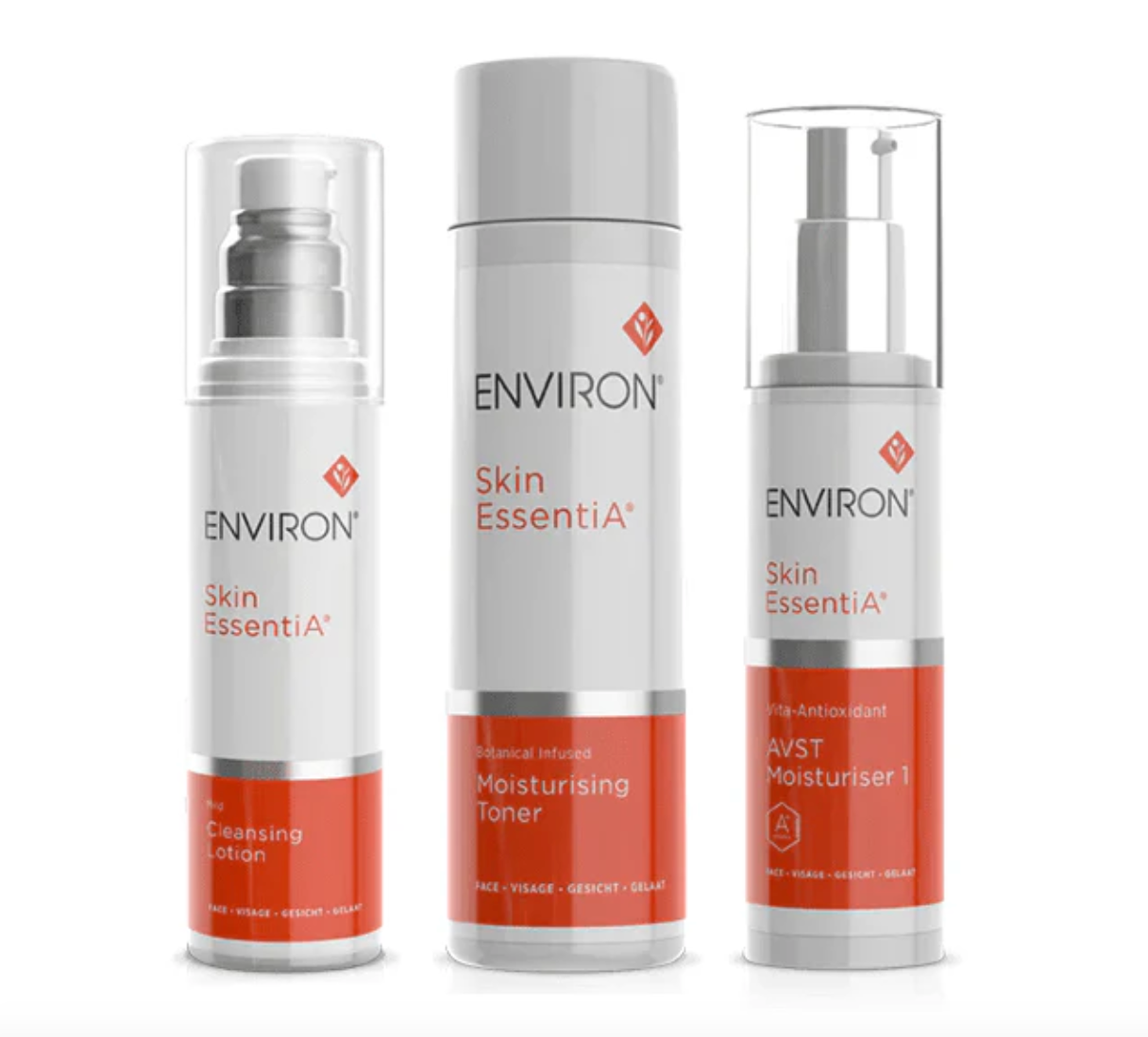 Environ ihonhoitopaketti kuivalle iholle. Kasvovesi. Puhdistusmaito. Avst kasvovoide. A-vitamiini.