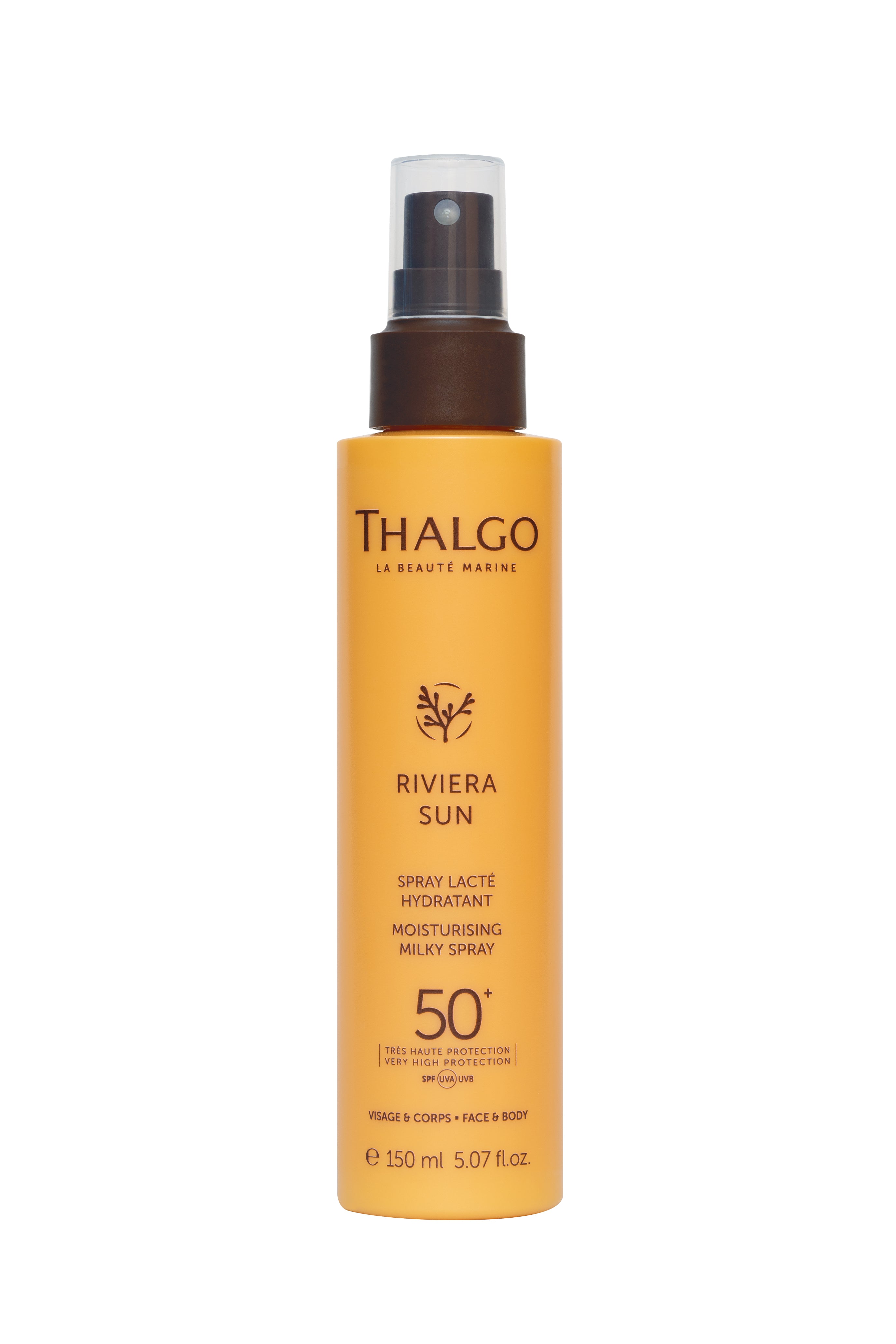 THALGO MOISTURISING MILKY SPRAY SPF50+ - Tarjoaa kolminkertaisen suojan lyhyitä ja pitkiä UVA- ja UVB-säteitä. Aurinkovoide.