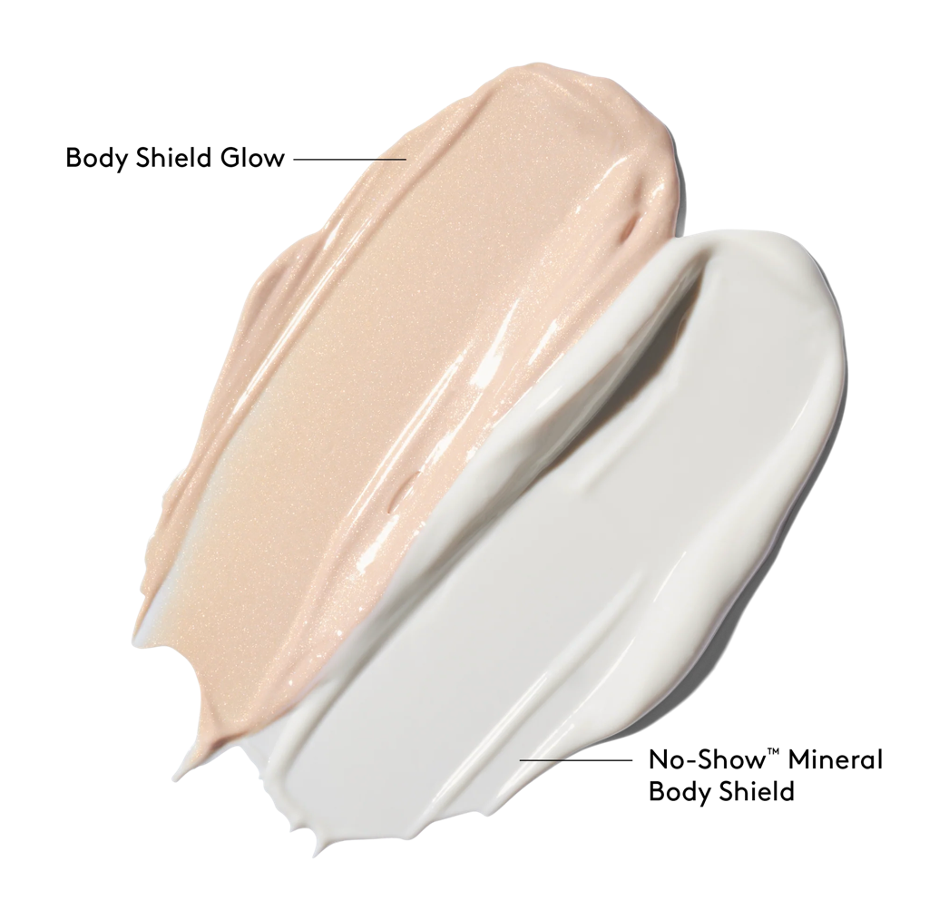 COLORESCIENCE TOTAL PROTECTION™ BODY SHIELD SPF50 GLOW - Mineraaliaurinkovoide vartalolle helmiäishohdon kera – iholle, joka sekä hehkuu että on suojattu. Erittäin kevyt ja kosteuttava. Aurinkosuoja.