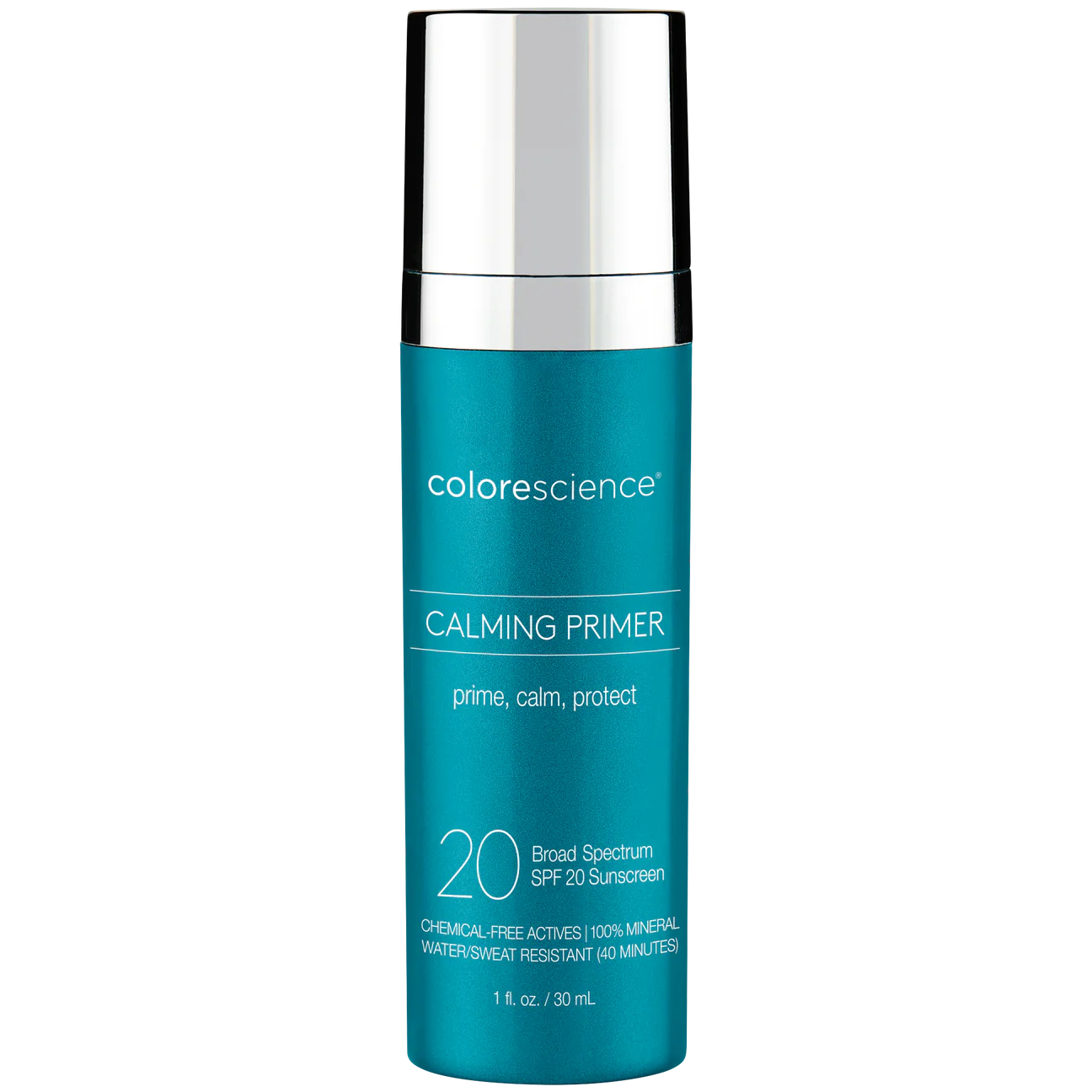 COLORESCIENCE CALMING PRIMER SPF 20 - Neutraloi punoitusta, rauhoittaa ja pohjustaa ihoa. Kasvoprimeri