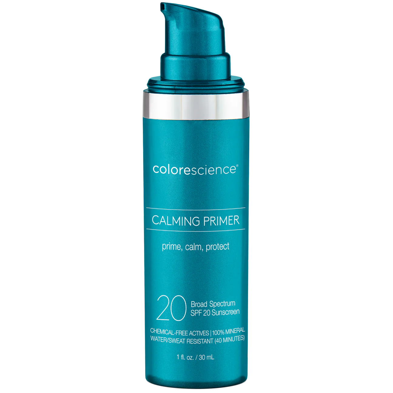COLORESCIENCE CALMING PRIMER SPF 20 - Neutraloi punoitusta, rauhoittaa ja pohjustaa ihoa. Kasvoprimeri