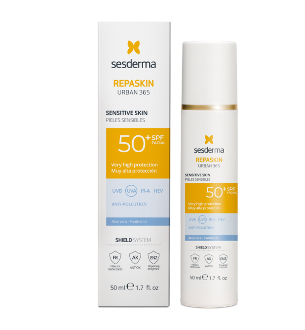 SESDERMA REPASKIN Urban365 Sensitive SPF50+ Aurinkosuojavoide herkälle iholle 