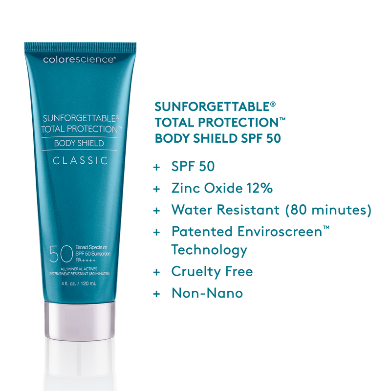 COLORESCIENCE BODY SHIELD CLASSIC SPF 50 - Fysikaalinen aurinkosuoja vartalolleColorescience®  Sunforgettable® total protection™ face shield SPF 50 · Sunforgettable® total protection™ brush-on shield