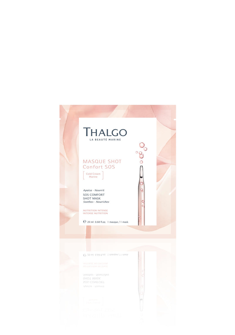 THALGO SOS COMFORT SHOT MASK - Rauhoittava ja kosteuttava kuivalle ja herkälle iholle. Kangasnaamio. Sheetmask